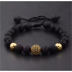 Pulseira Vulcânica Cobre Dourado – Energia e Abundância