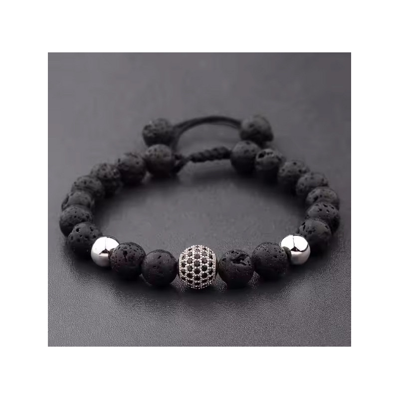 Pulseira Vulcânica Cobre Prateado – Clareza e Equilíbrio